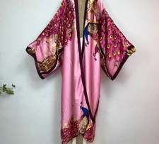 Pink Peacock Kimono Batwing Cardigan Silky Ro...
