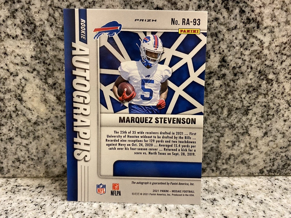 2021 Panini Mosaic Marquez Stevenson Rookie Auto Silver Mosaic Prizm Bills - Image 2 of 2