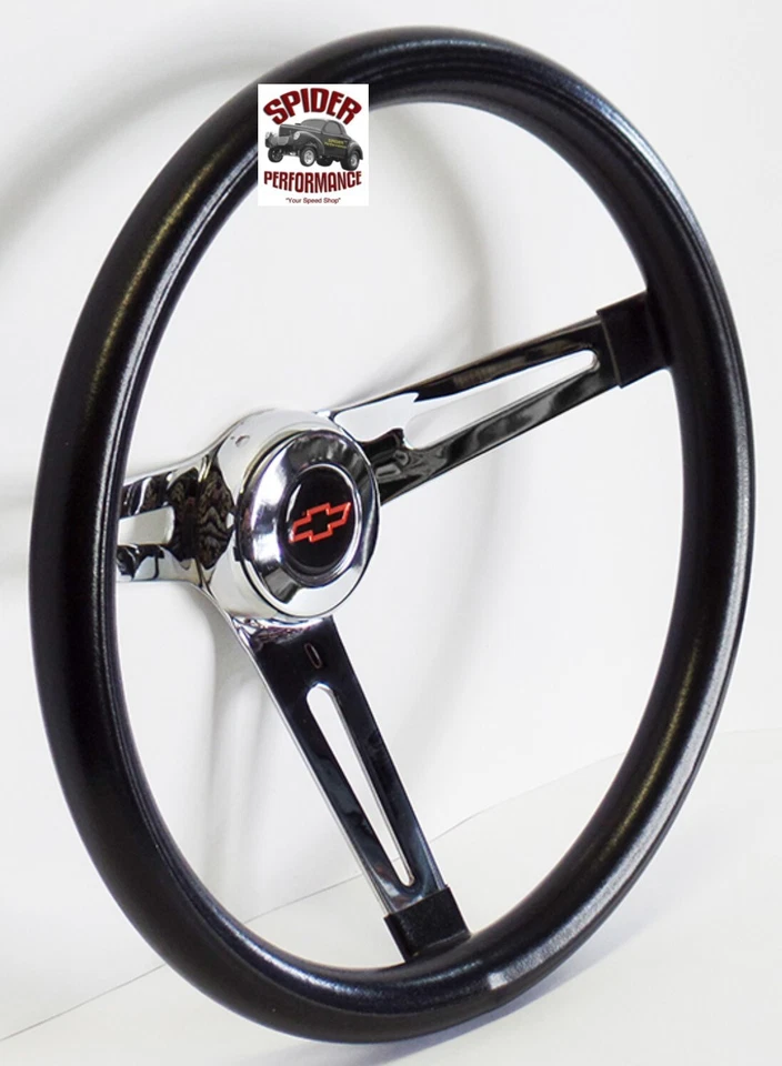 1988-1994 Chevrolet truck steering wheel RED BOWTIE 13 1/2" MUSCLE CAR CHROME - Image 2 of 4