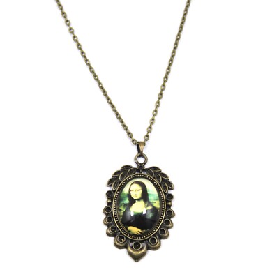 Mona Lisa Necklace La Gioconda Pendant Vintage Style Medallion