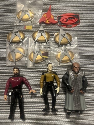 Playmates Star Trek TNG Figures - First Issue 1992 - Lot of 3 W/EXTRAS