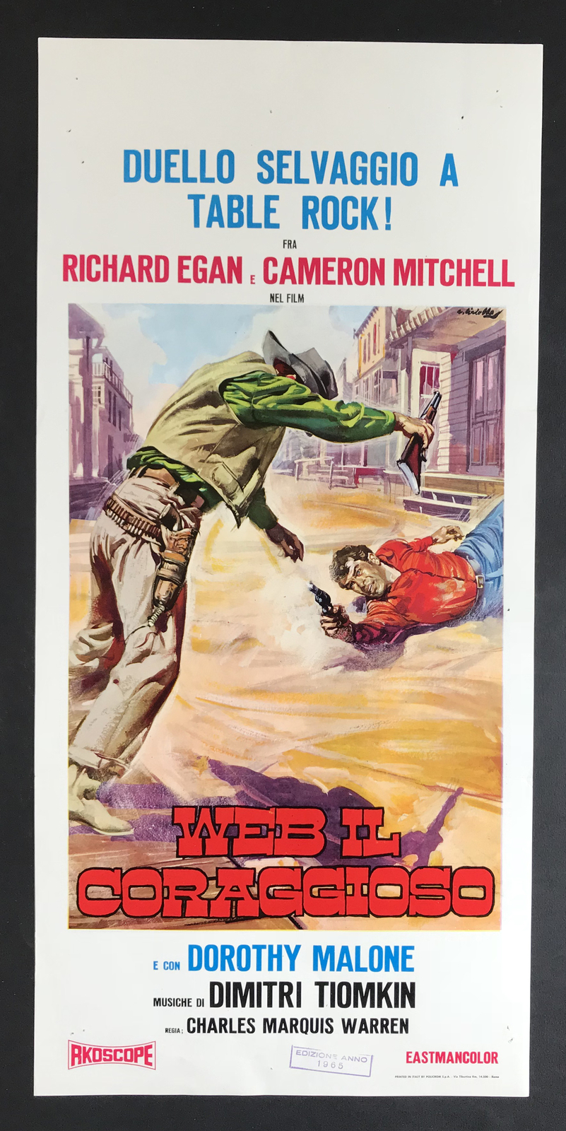 Locandina originale film Web il coraggioso (1956) - Regia di Charles Marquis Warren