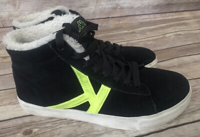 Kappa Sz 7 Fleece Lined Black and Lime Sneakers Shoes