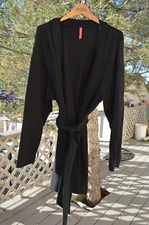 Gently Worn Women's Ruby Ribbon Ponte Wrap Jacket w Belt Black Size XXL #1447