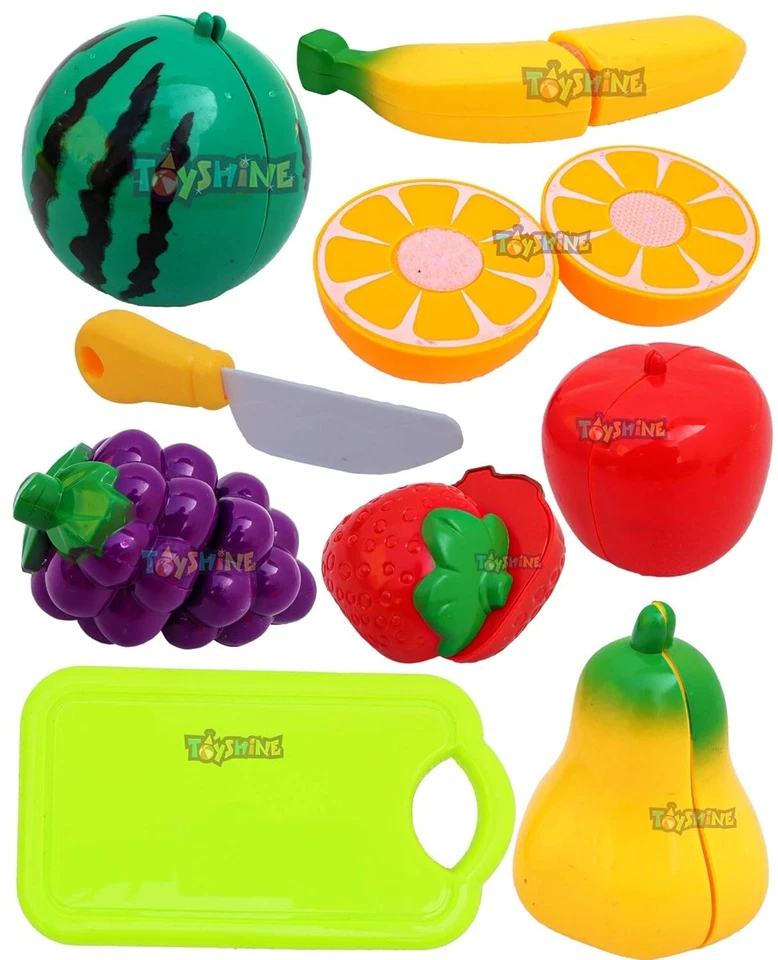 Toyshine 6 Pc Cut ,Play Realistic Sliceable Fruits with Chopping Board,Plate Set - Image 2 of 4