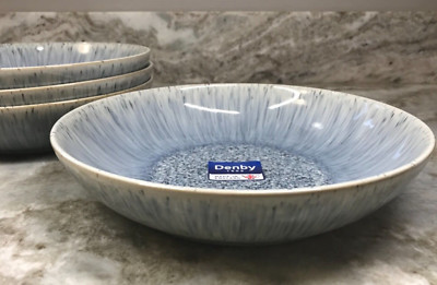 Denby Halo Pasta Bowls. Beautiful Abstract Design Set Of 4 Made In England. New