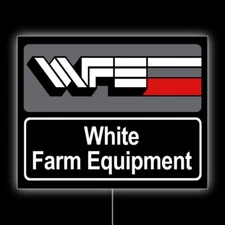 White Tractors, Farm Equipment Dealer Style NEW LED Hanging Lighted Sign: 18x23"
