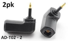 2-PACK Digital Optical Toslink to Mini-Toslink Plug Right Angle Audio Adapter