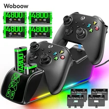Woboow Charger with 4 x 4800mWh Rechargeable Battery Pack for Xbox Controllers