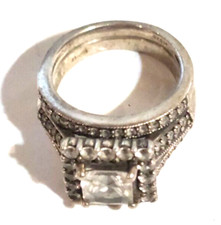 Sterling Silver Ring Stamped H925 size 4 3/4 to 5 Two Bands Together Free Ship