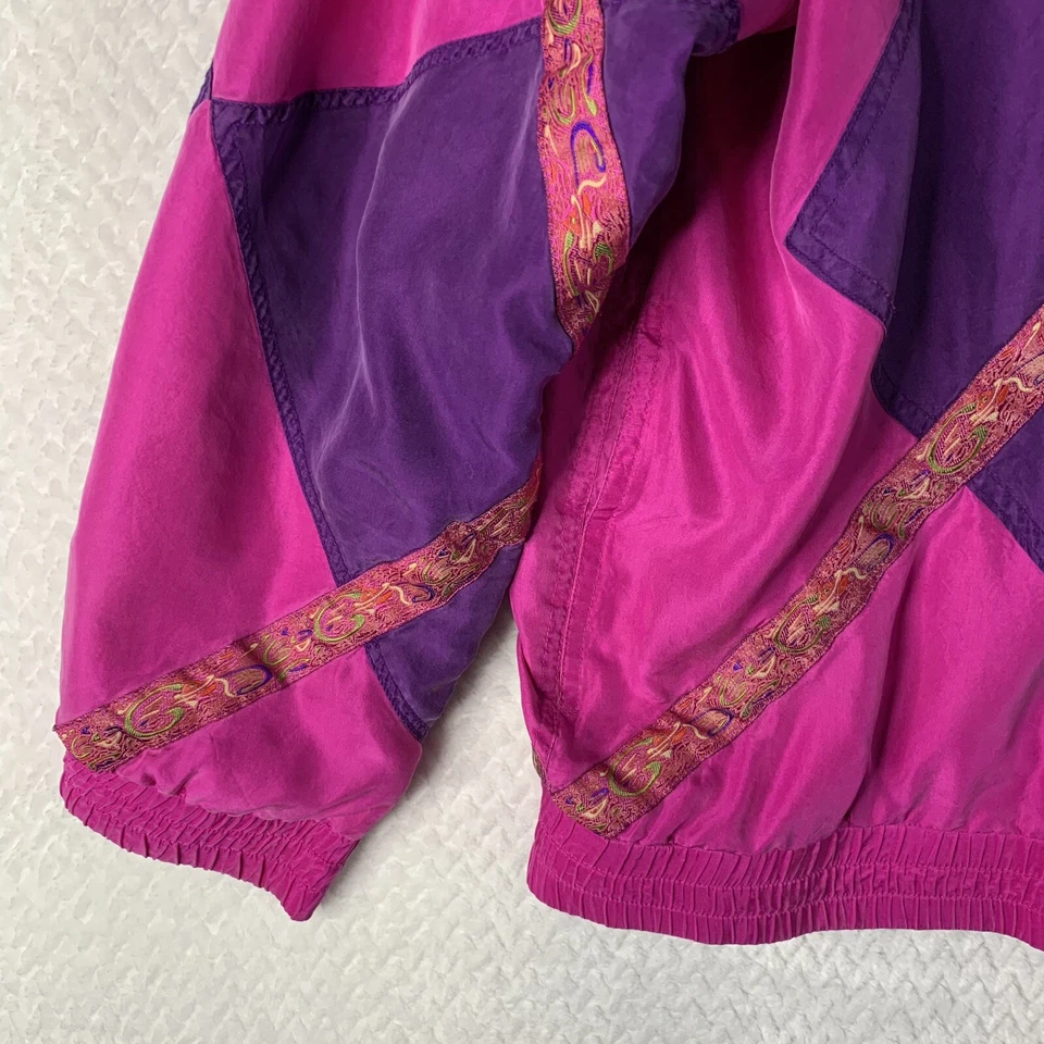 Chaqueta cortavientos vintage Oleg Cassini para mujer talla mediana 100 % seda Foto 3 de 4