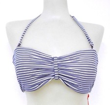 Red Carter Large Blue/White Striped Bandeau Bikini Swimsuit TOP ONLY NWT 85 L