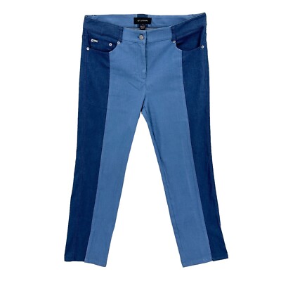 ST. JOHN Jeans Womens 10 Straight Leg Split Ankle Two Tone Blue Q674