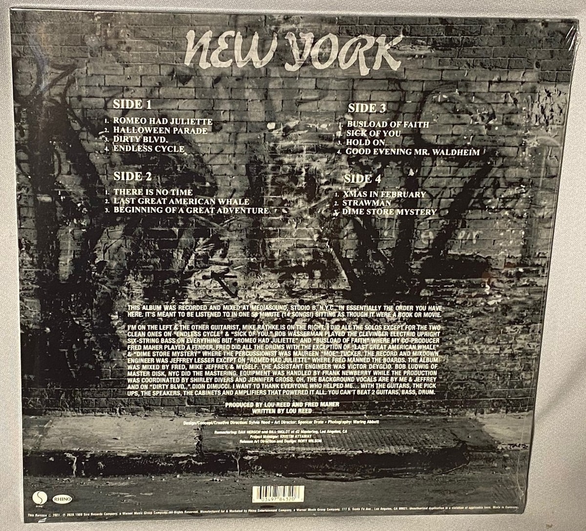 LP LOU REED New York (2LP CLEAR Vinyl, ROCKTOBER 2023) NEW MINT