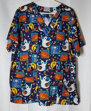 FASHION SCRUBS MIAMI FLORIDA LADIES HALLOWEEN SCRUBS TOP SIZE XL
