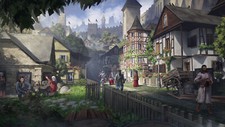 Landscape fantasy art town people architecture city Custom Gaming Mat Desk