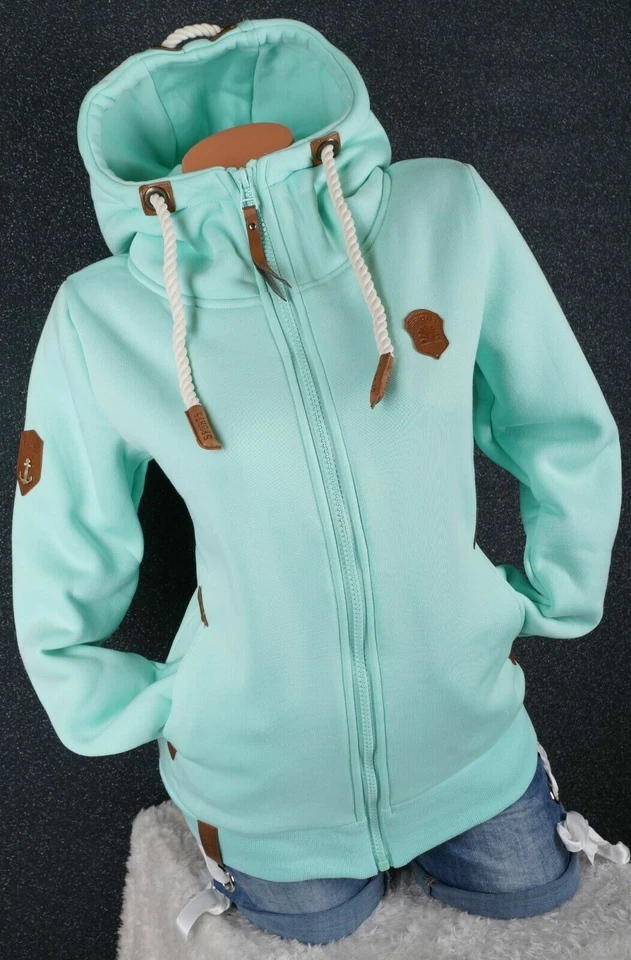 Damen Sweat Jacke Kapuze Hoodie Fleece gefüttert Übergangsjacke UNI S- 7XL - Bild 4 von 4