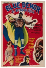 Póster de película de terror de lucha libre mexicana The Blue Demon - Lucha