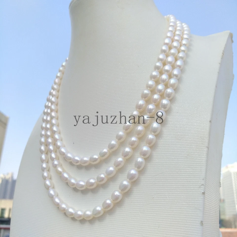 52" Elegante 6-8mm AAA Mar del Sur Blanco Collar Perla Oro 14k P Foto 2 de 4