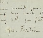 RARE!! “Aaron Burr Biographer" James Parton Hand Written Note Dated 1883