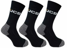 JCB Mens Work Socks Black Boot Comfort Cushioned Casual Athletic 3 Pairs UK 6-11