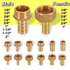 BSP Brass Male/Female Thread Fitting Barb Hose Tail End Connector Air Gas Hose