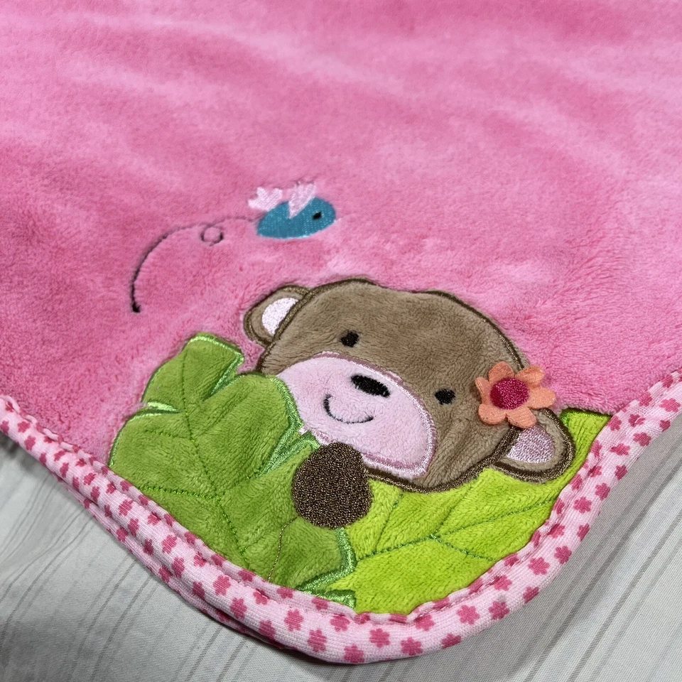 Difícil de encontrar Manta de bebé de felpa rosa con mono azul pájaro polar niñas Lovey N1 Foto 3 de 4