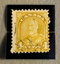 1930 Canada Stamp Sc#168 Yellow/Brown King George V USED light cancel  w/mount