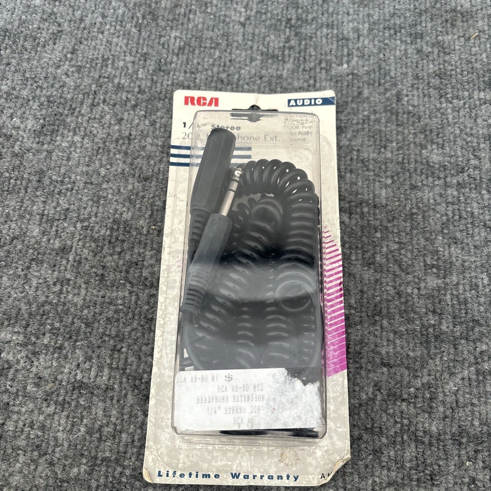 Audio RCA AH80 20' Stereo Headphone Extension Cable 1/4" Headphne Plug New - Image 3 of 4