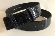 New ROBERT LEE MORRIS Midnight Navy Alligator Belt Strap Sz. S 1-1/2"W