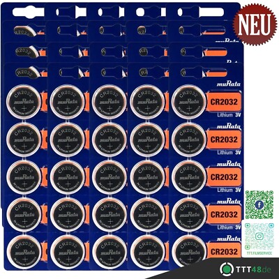 100 x Batterien Murata eh. Sony CR2032 Lithium Knopfzelle 220mAh 3V