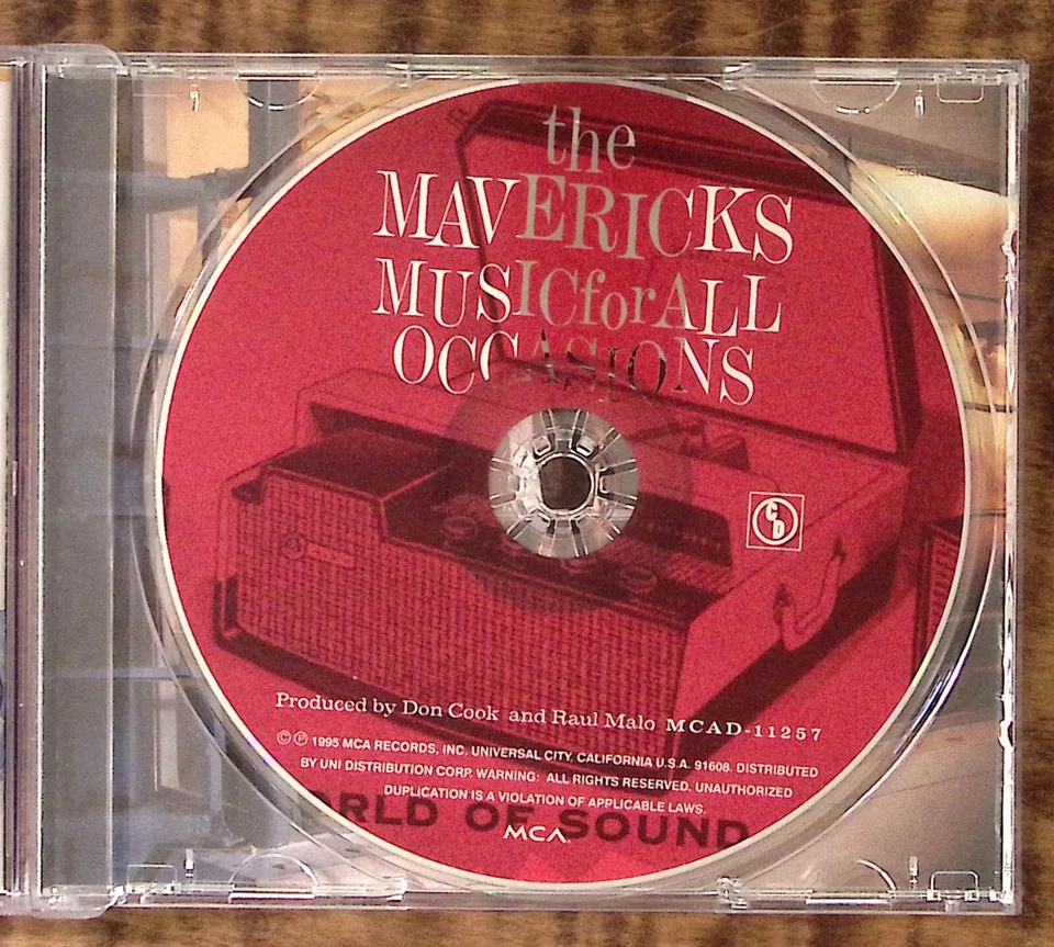 THE MAVERICKS MUSIC FOR ALL OCCASIONS MCA RECORDS EXCELLENT CONDITION CD 4818 Foto 2 de 2