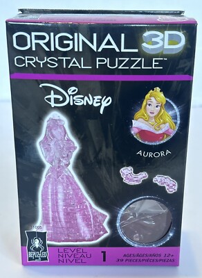 BePuzzled Original 3D Crystal Puzzle Disney Aurora Pink 39 Pcs New & Sealed