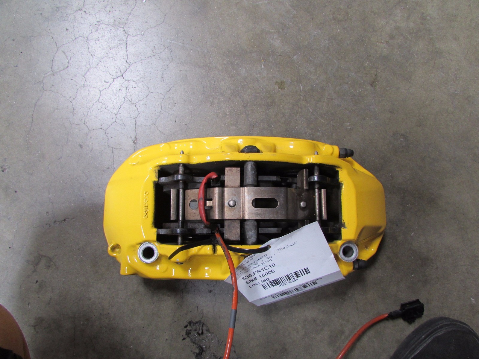 Ferrari California, LH, Left Front CCM Brake Caliper, Yellow, Used, P/N 251512