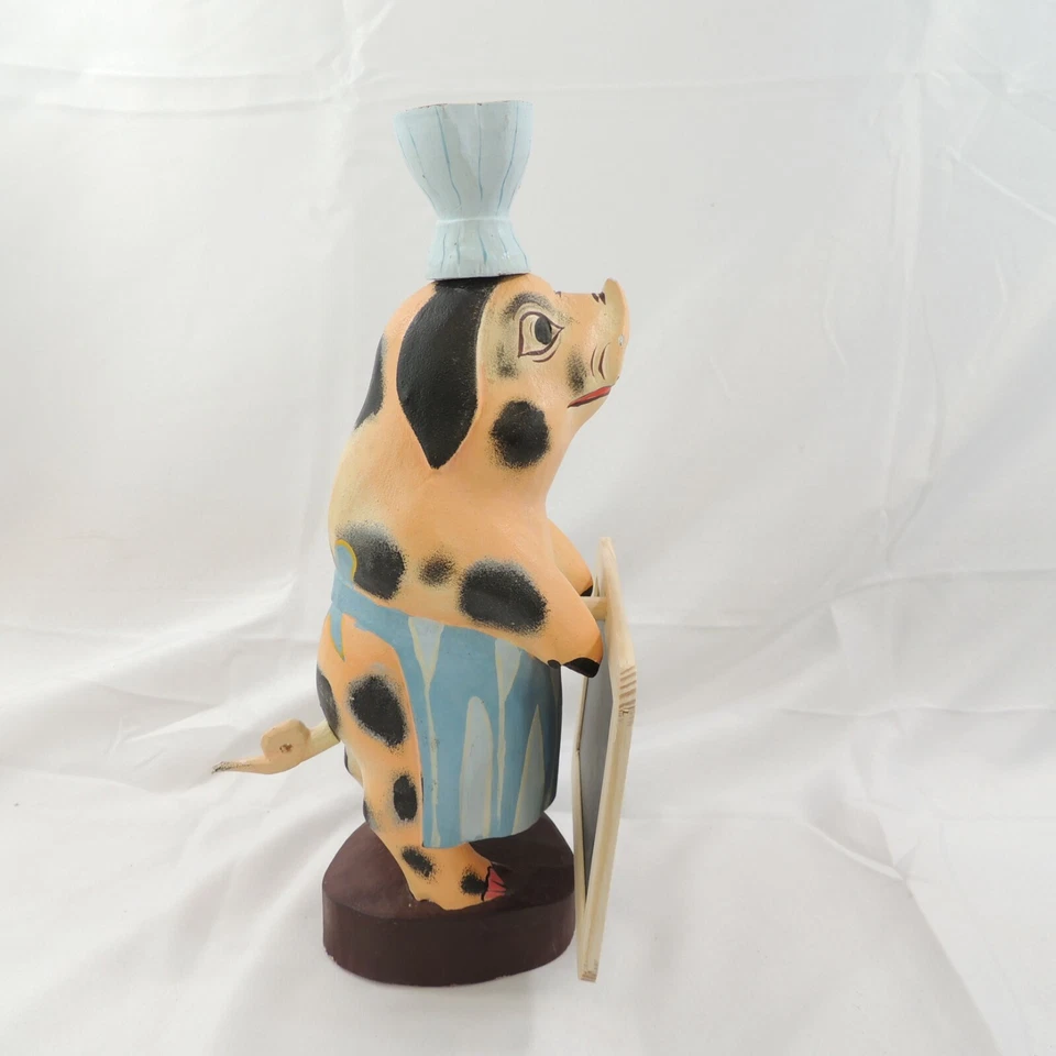 Pizarra de chef cerdo tablero de menú madera tallada y pintada a mano 15" Foto 4 de 4