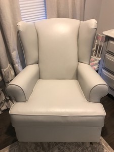 Pottery Barn Kids Leather Wingback Convertible Rocker Pale Grey