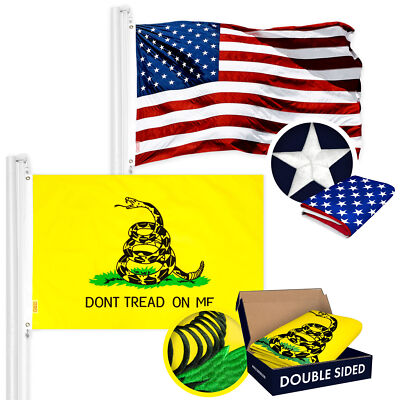 G128 Combo Pack: American & Gadsden Don't Tread On Me Flag 20x30 In Embr Poly