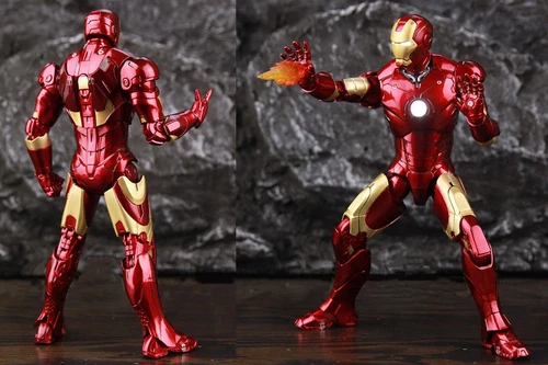 Marvel Avengers Iron Man Mark 3 MK3 Ironman Toy LED Light Action Figure Model image 3