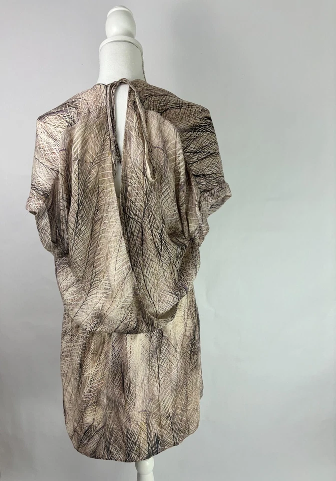 Rare Haute Hippie Peacock Floral Silk Wrap Dress L - Image 4 of 4