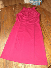 Size 2 Ann Taylor Magenta Pink Sleeveless Round Neck Rear Zipper Midi Dress