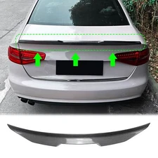PSM Style Carbon Black Rear Trunk Roof Spoiler Lip Wing For Audi A4 S4 B8 09-16