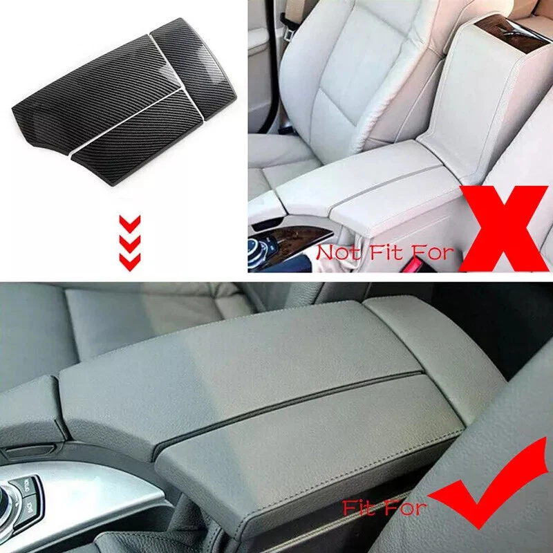 Carbon Fiber ABS Armrest Box Panel Trim Cover 3PCS For BMW 5 Series M5 E60 E61 - Image 2 of 4