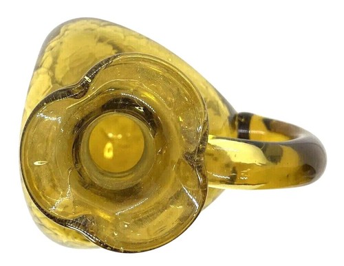 Blenko Amber Crackled Glass Pitcher Triangular & Pinched Hand Blown MCM - Picture 3 of 20