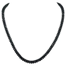 Natural Black Spinel Handmade Designer Necklace 2.5mm Faceted Beads with Clasp