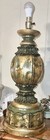 Mid-Century Modern Chalkware Lamp, Green & Gold — photo 1