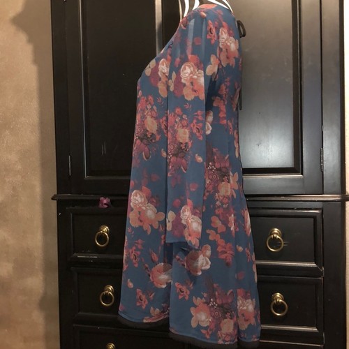 Kimchi Blue FairyCore GoblinCore Boho Goth Long Sleeve Tunic Floral Dress - Picture 3 of 10