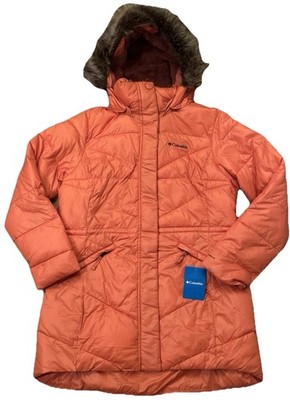 Columbia XL Coat Peak to Park II Mid Insulated Hooded Jacket Peach Orange New
