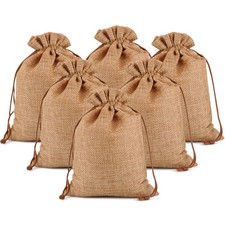 100PCS Burlap Gift Bags Jute Linen Pouches with Drawstring for Wedding, Party