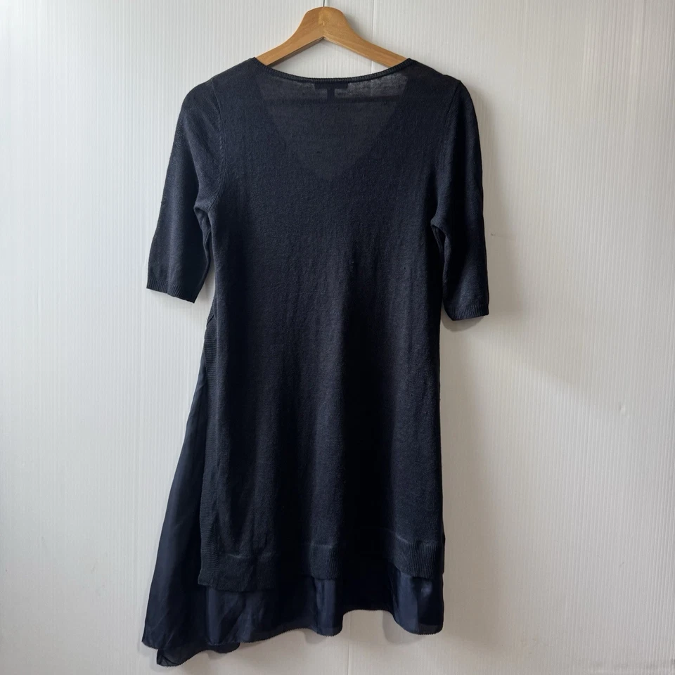 Túnica Eileen Fisher Talla XS Lino Mezcla Seda Cuello en V Media Manga Dobladillo Asimétrico Foto 2 de 4