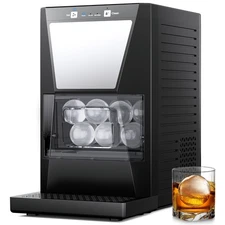 Countertop 2" Clear Ice Ball Maker 2pcs in 40 Mins Enhanced Insulation for Whisk